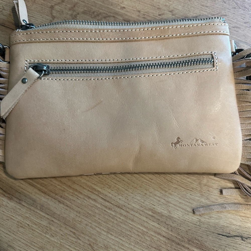 Montana West Rodeo Tan Leather Fringe Shoulder Bag - Picture 8 of 10